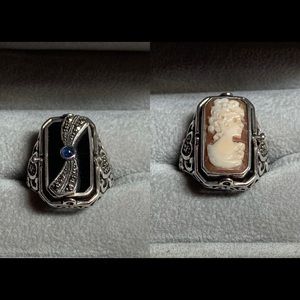 Sterling Cameo Flip Ring